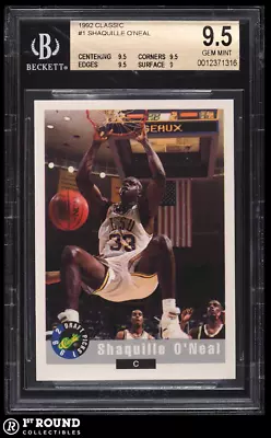 Shaquille O'Neal BGS 9.5: 1992 Classic Pre-Rookie Card • $63.74