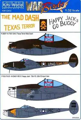 Kits World Decals 1/32 LOCKHEED P-38 LIGHTNING Texas Terror & Happy Jack's • $12.99
