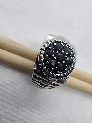 MGW Black Sapphire Pave Sterling Sliver Signet Ring Size 10.25 • $189