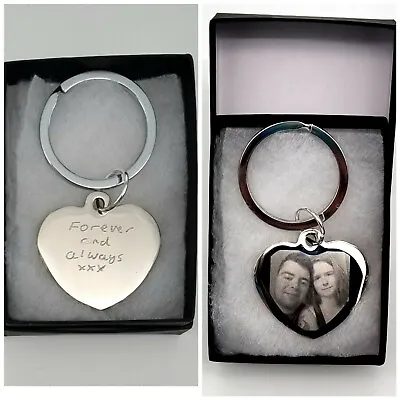 Personalised Heart Keyring Engraved Handwriting Photo And Text Keyring • £6.49