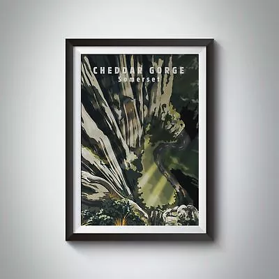 Cheddar Gorge Somerset Travel Poster - Framed - Vintage - Bucket List Prints • £260