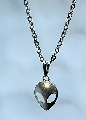 UFO Collection: Small Alien Head Pendant Necklace W/ 18” Stainless Steel Chain • $6.99