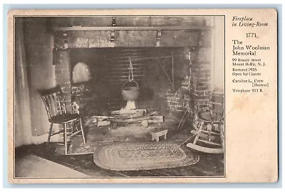 Fireplace In Living Room The John Woolman Memorial Mount Holly NJ Postcard • $14.98