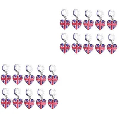 £12.44 • Buy  20 Pcs Union Jack Flag Charm Necklace Pendant Beads Amulet Miss