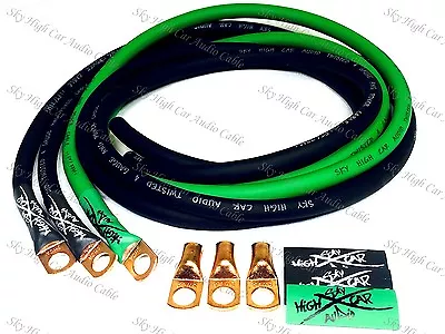 Sky High Oversized 4 Gauge AWG Big 3 Upgrade GREEN/BLACK Electrical Wiring Kit • $32.99