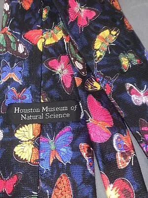 BUTTERFLIES Tie HOUSTON MUSUEM Of NATURAL SCIENCE 100% Silk Necktie RARE • $31.99