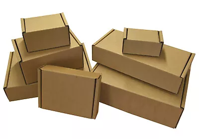 Brown Die Cut Folding Lid Postal Cardboard Boxes Small Parcel Shipping Cartons • £390