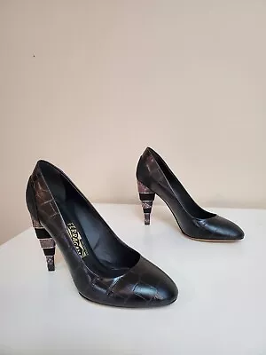 Salvatore Ferragamo LIKE Pumps Embossing Leather Black 7 Bnib RRP$1000 Heels • $445