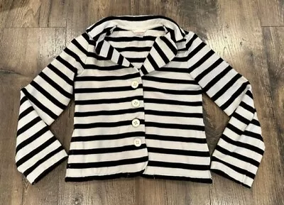 *GUC* Gymboree Girl's Black & White Striped Fleece Blazer Size M 7/8 • $9.95