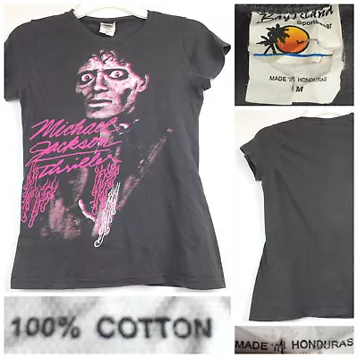 Michael Jackson Thriller Womens Medium (30 In Bust) Gray Babydoll Graphic Tee • $10.63