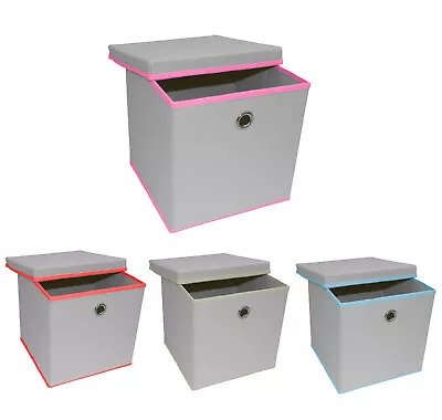 Foldable Storage Boxes With Lid Collapseable Clothes Organizer Fabric Cube Boxes • £21.99