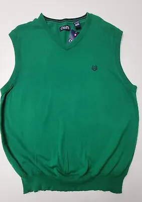 Chaps Christmas Green Sweater Vest Mens XL  Pullover V Neck Sleeveless Cotton • $24.99