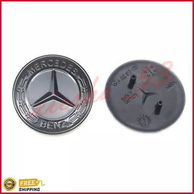 For Mercedes-Benz Gloss Black Flat Hood Emblem Laurel Wreath W463 W461 C253 W166 • $23.99