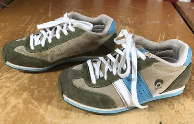 Vtg OSIRIS Sonic Girls Green Aqua Tan Suede Shoes Sneakers Womens 5 Used Skater • $13.65