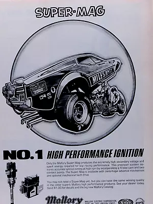 Mallory Super Mag Needle Ford Mustang Funny Car Vintage 1972 Original Print Ad • $6.95