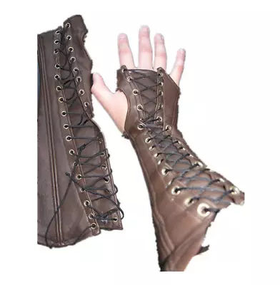 Medieval Armor Gloves Wide Cuffs Bracers Steampunk Warrior Gauntlet Cosplay • $27.89