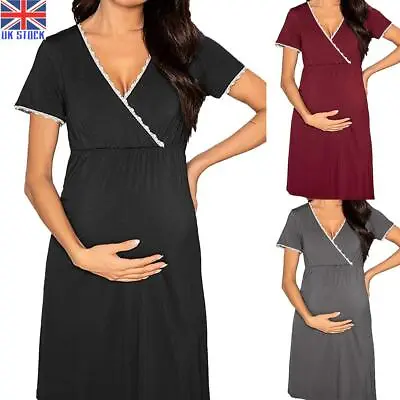 £8.81 • Buy UK Pregnant Women's Maternity Dress Lace Nursing Nightgown Breastfeeding Pajamas
