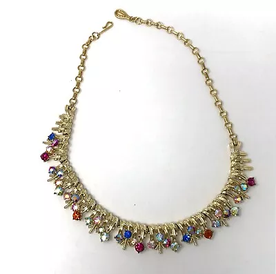 Vintage Coro AB Rhinestone Necklace With Drop • $45
