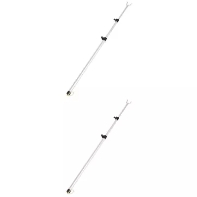  2 PC Prop Closet Poles For Hanging Clothes Rail Stainless Steel • £16.55