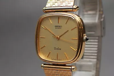 [Exc+5] Vintage Seiko Dolce 5931-5400 Gold Square Quartz Men's Watch From JAPAN • $99.90