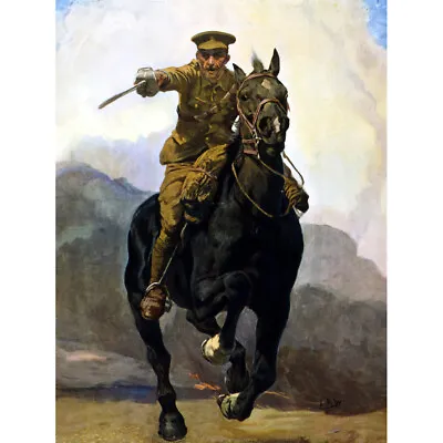 Forward Victory Cavalry Soldier WWI War Advert Canvas Art Print Poster • £13.99