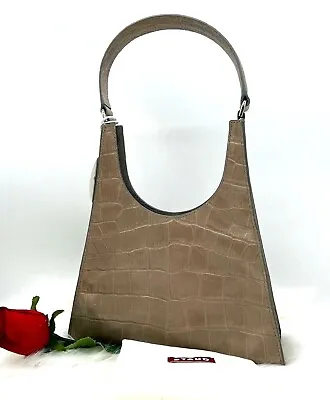$179.99 • Buy AUTH NWT $325 STAUD Rey Croc Embossed Leather Hobo Shoulder Bag In French Gray