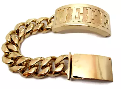 14k Solid Yellow Gold ID Bracelet Cuban Link!! • $15400