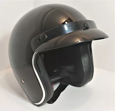 Vega X-380 Open Face Motorcycle Helmet Gloss Black Size XS NEW • $19.99