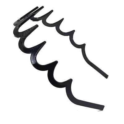 6 Black Plastic Zig Zag Shark Tooth Comb Headband Hoop U Shaped Wave Hair Band • £3.41