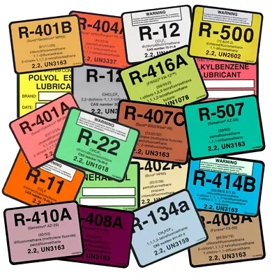 Refrigerant Label  ANY (3) Labels  Examplex:  134A 410A 500 502 507 • $3.75