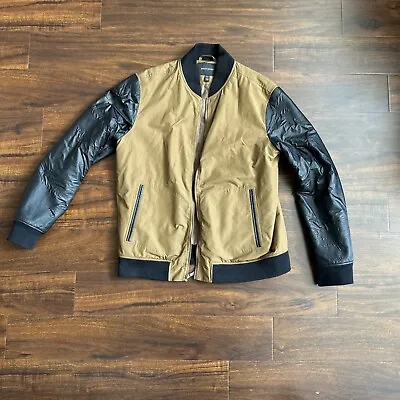 Banana Republic Jacket Moto Bomber Vintage Retro Mock Neck Mens Sz L Motorcycle • $4.99