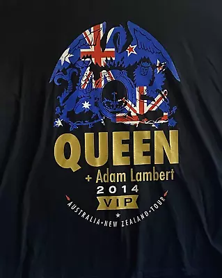 QUEEN + ADAM LAMBERT 2014 Australia New Zealand Tour VIP T-Shirt  Sz 2XL Black • $31.13