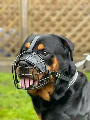 £25.99 • Buy Strong Metal Rubber Coated Wire , Basket Dog Muzzle Rottweiler Mastiff  &  Other