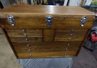 Oak 10 Drawer Machinist Wooden Tool Chest Wood Cabinet Box • $500