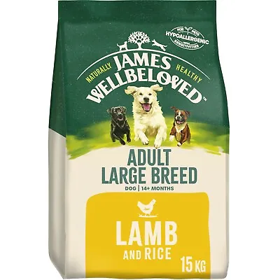 15kg James Wellbeloved Natural Large Breed Adult Dry Dog Food Food Lamb & Rice • £59.49