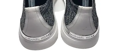 💙MICHAEL KORS Skyler Lace Up Knit Sneaker Shoe 7 M Black Gray MK Low Top NICE! • $15
