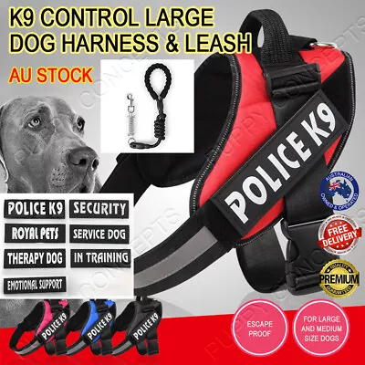 Control Large Dog Harness Padded Adjustable Training Support Reflective Leash K9 • $25.74
