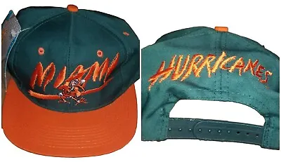 Vintage Deadstock Miami Hurricanes Hat Signature Snapback Hat 90’s New W/ Tags • $35.95