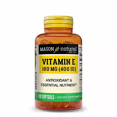 Mason Natural Vitamin E 180 Mg (400 IU) Healthy Skin & Eyes 100 Softgels • $10.99