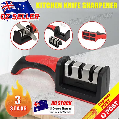 Knife Sharpener 3 Stage Kitchen Diamond Sharp Knives Scissor Sharpening Tool NEW • $9.85