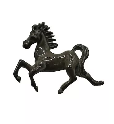 Horse Gray Enamel Pin Brooch Figural Prancing Mustang 1.5 X 1.25 Vintage 90s • $9.97