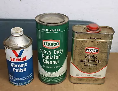 LOT OF 3 ~ FULL ~ 1960s Era VALVOLINE & 2 TEXACO Old Original ALL Metal Can's • $39.90