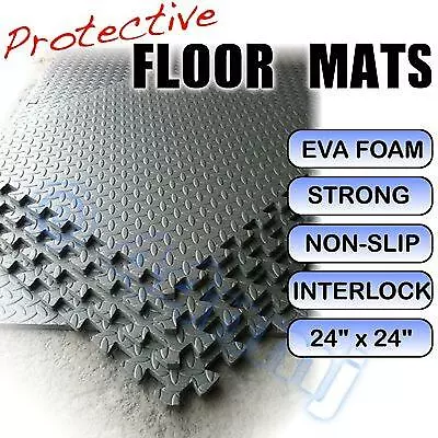 £83.42 • Buy 12mm Home Gym PlayRoom Showroom Interlock Tile Flooring Mats DARK GREY 48 Sq Ft