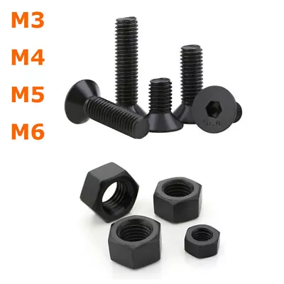 M3 M4 M5 M6 10.9 Grade Black Allen Hex Socket Screws Countersunk Flat Blot Nut • $2.07