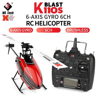 Wltoys XK K110S 6CH 3D 6G System Single Paddle Brushless RC Helicopter Aircraft • $99.74