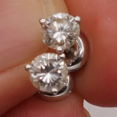 1 Carat Diamond 14K White Gold Vintage Stud Earrings With Gift Box • $899