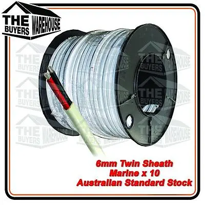 10M X 6mm MARINE GRADE TINNED 2 CORE TWIN SHEATH  BOAT ELECTRICAL CABLE TYCAB • $47.90