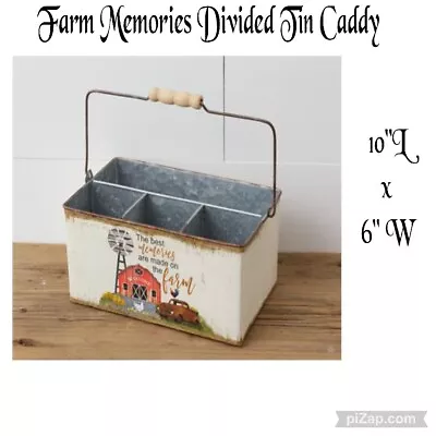 New Primitive Farm Memories Divided Metal Caddy By YHD • $28