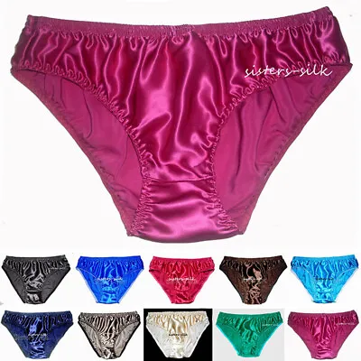 Men's 16 Momme 100% Pure Mulberry Silk Briefs Undies Bikinis Underwear Lots Sale • $13.09