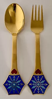 A. MICHELSEN Sterling Silver Denmark - CHRISTMAS SPOON & FORK SET - 1976 - Julen • $110